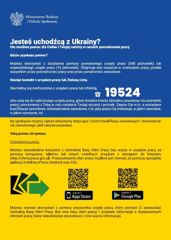 Ulotka Jesteś uchodźcą z Ukrainy w języku polskim