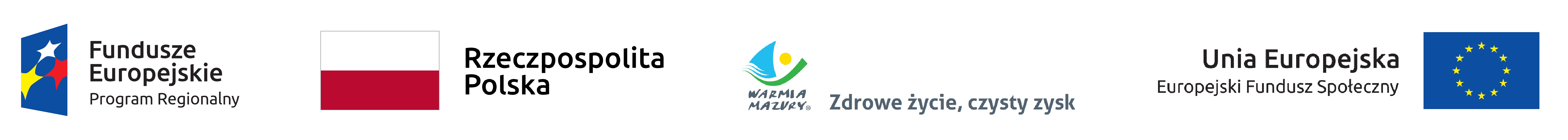 logotypy Regionalnego Programu Operacyjnego Województwa Warmińsko - Mazurskiego na lata 2014 - 2020 w wersji kolorowej